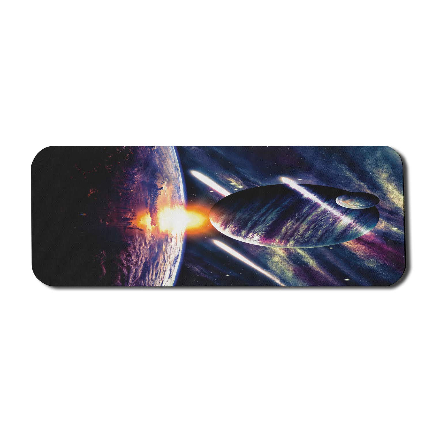 Ambesonne Galaxy Computer Mouse Pad - Moon, Earth & Sunlight Space Design, Non-Slip Rubber Gaming Mousepad (31
