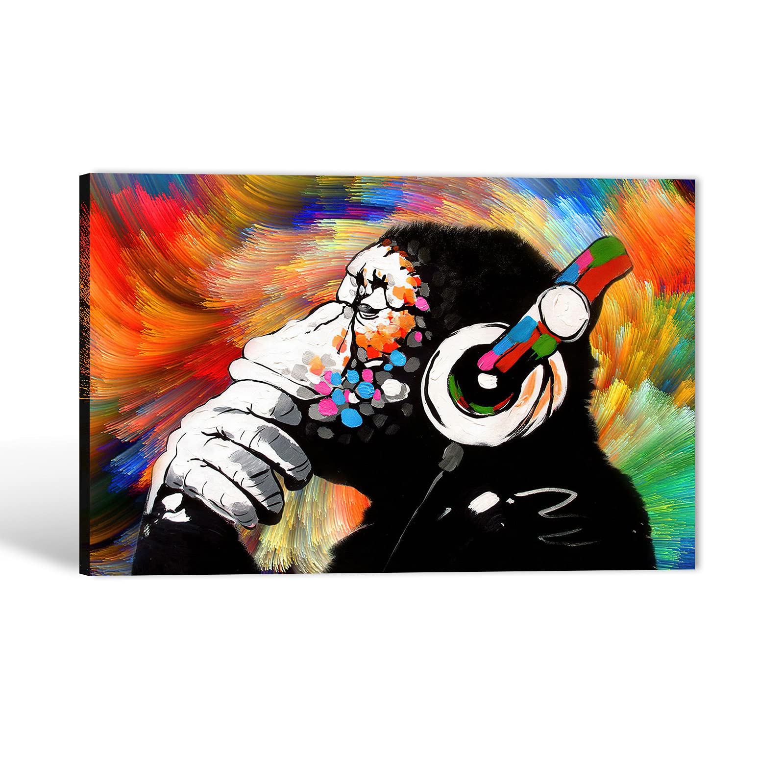 Urban Graffiti Canvas Wall Art - Colorful Street Art Painting with Music Monkey Design, Modern Home Decor for Bedroom & Living Room, 12x18 Inches - Perfect for Teen Rooms, Urban Lofts & Creative Spaces