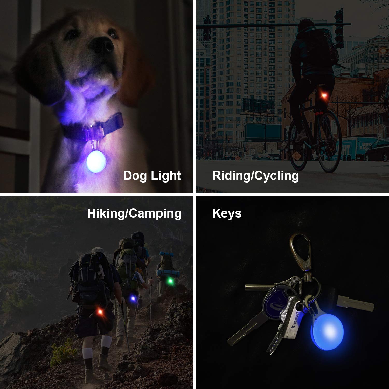 6 Pack LED Dog Collar Lights - Waterproof Clip-On Pet Safety Lights with 6 Extra Batteries | Nighttime Walking, Running & Outdoor Adventures for Dogs