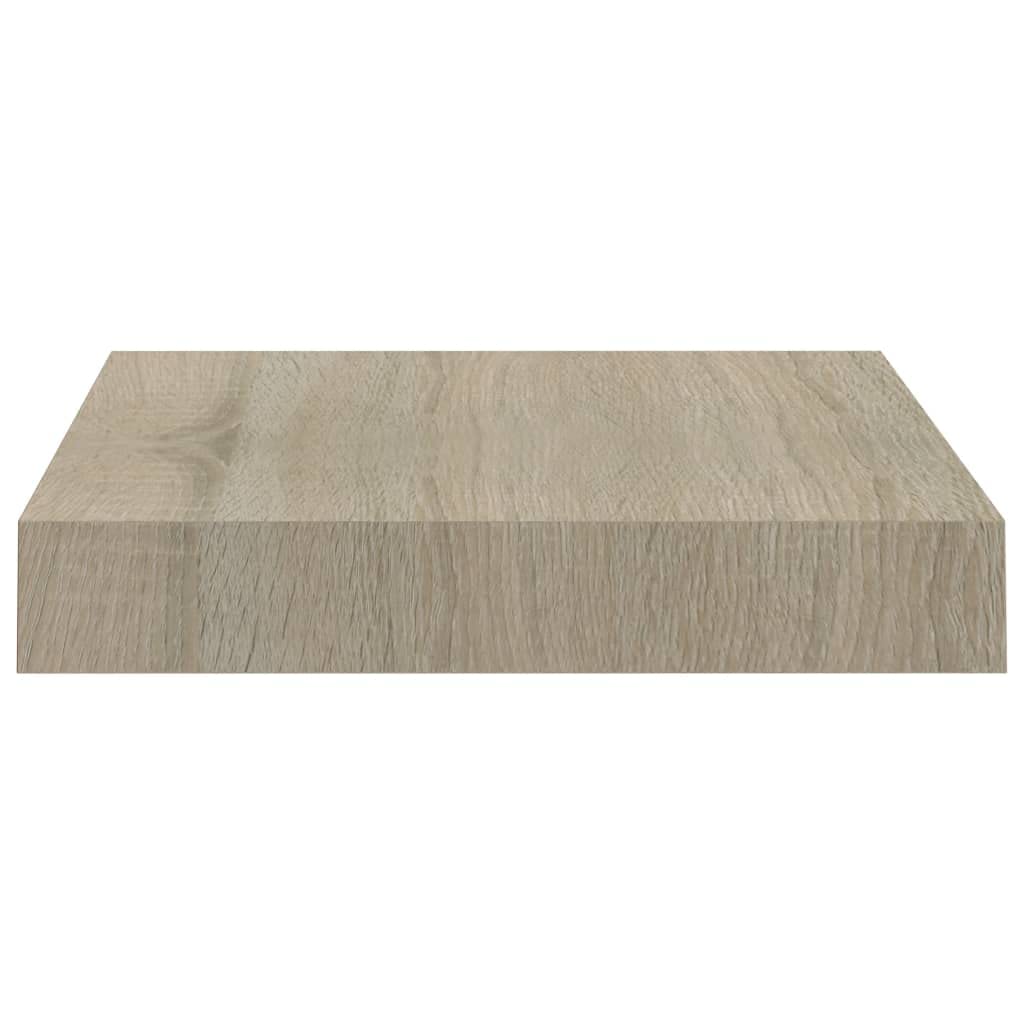 Floating Wall Shelves Set of 2 - Solid Oak Wood Modern Display & Storage Shelves 9.1