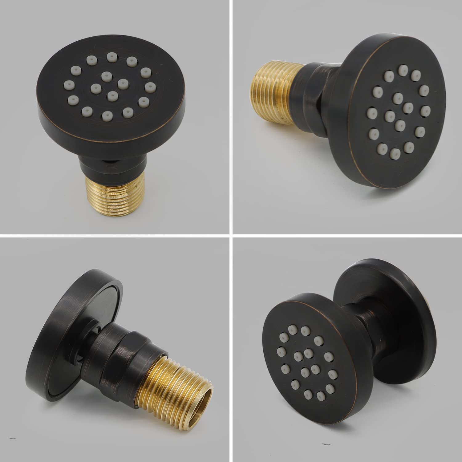 HOMEDEC 2 Inch Round Brass Showerhead - 6 Pack Oil Rubbed Bronze Wall Mount Shower Jets for Spa Massage & Body Spray - Perfect for Bathroom Renovation & Luxury Shower Experience