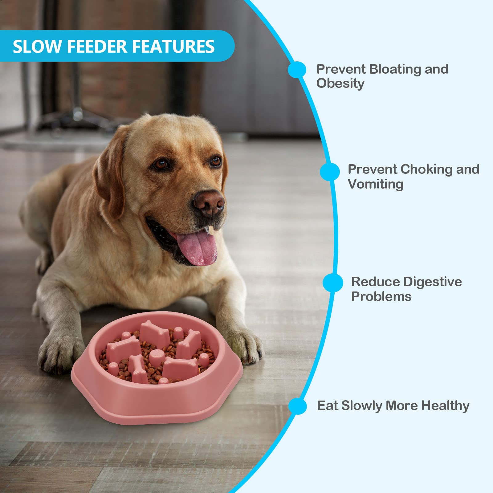 UPSKY Slow Feeder Dog Puzzle Bowl - Interactive Bloat Stop Non-Slip Lick Mat Treat Bowl for Small & Medium Dogs (Pink) | Perfect for Mealtime Enrichment & Anxiety Relief