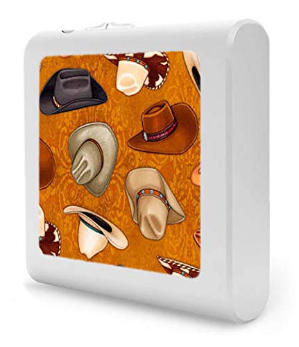 Dimmable LED Night Light with Auto On/Off Sensor - Adjustable Brightness Warm White for Bathroom, Hallway, Nursery & Bedroom - Cowboy Hat Design (Image by Dan Morris) - Perfect for Nighttime Safety & Comfort