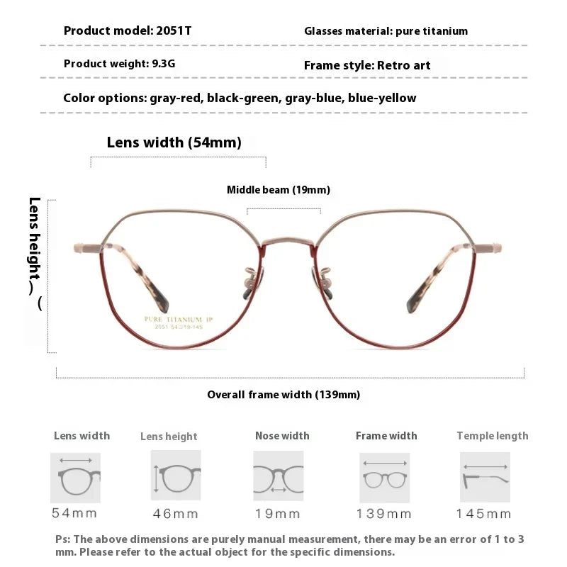 Aror Unisex Full Rim Flat Top Square Titanium Eyeglasses 205149 - Lightweight & Durable Frame for Reading, Work & Fashion (Available in Multiple Colors)