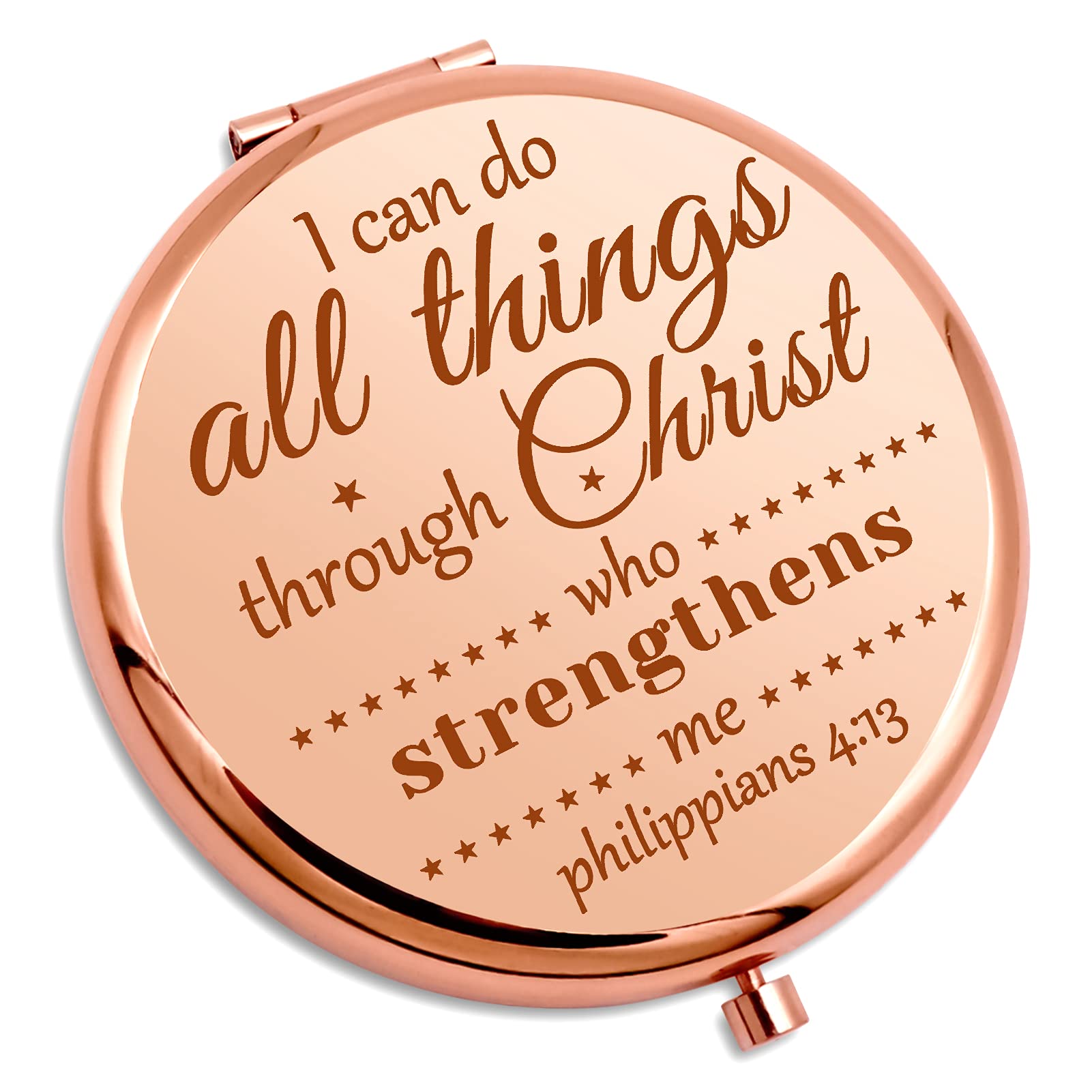 Christian Makeup Mirror with Bible Verse - Inspirational Religious Gifts for Women, Goddaughter, Mom & Sister - Perfect for Easter, Baptism & Travel - Compact Scripture Mirror for Daily Devotion & Makeup