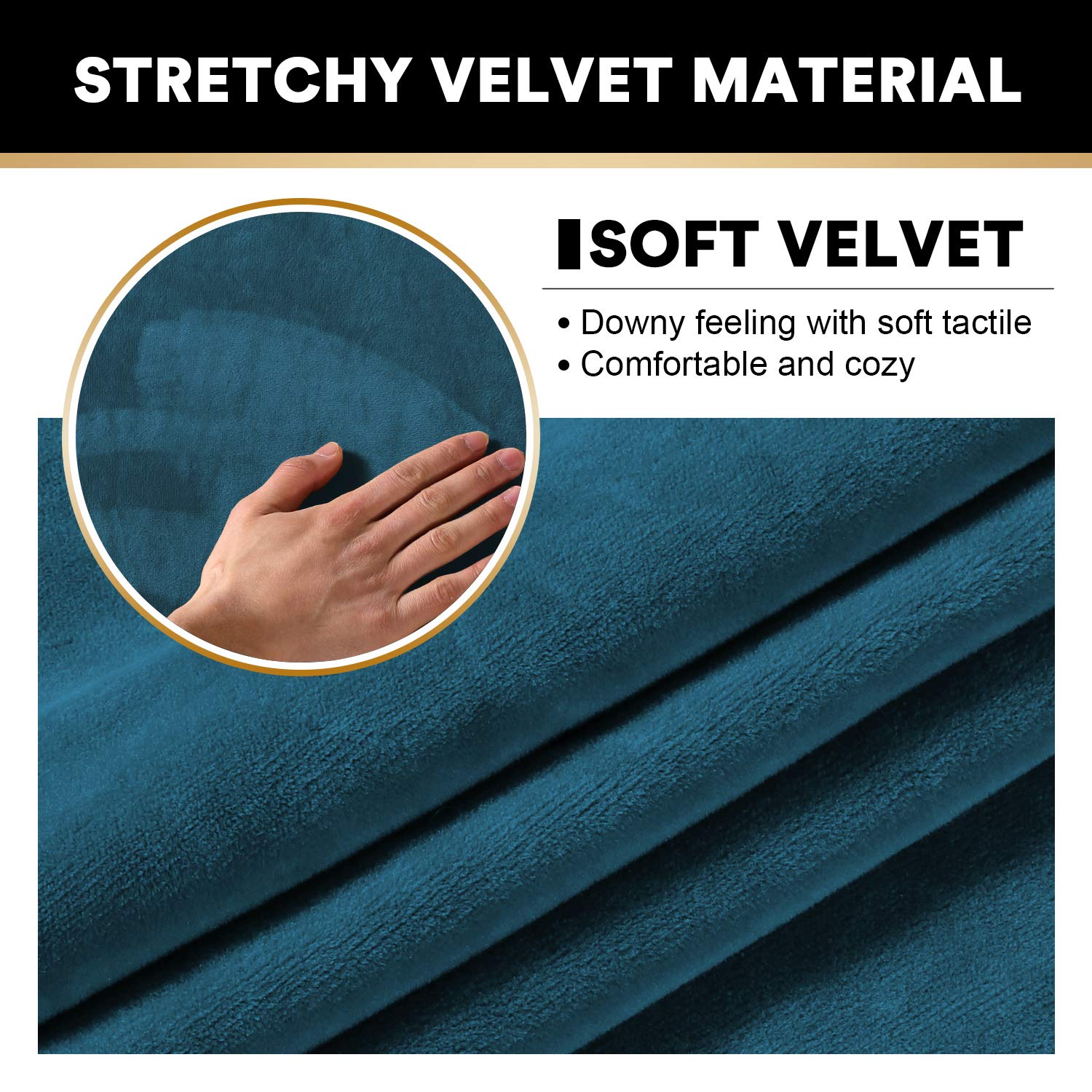 PrinceDeco Velvet Plush Stretch Sofa Cover 2-Piece Set - Washable Furniture Protector with Elastic Bottom, Fits Armchairs Up to 49