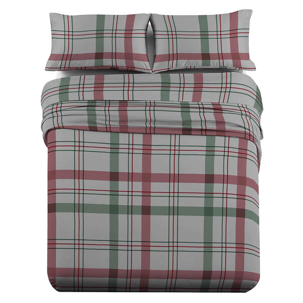 Royal Tradition Heavyweight Flannel King Size 4-Piece Bed Sheet Set - 100% Cotton, Plaid Print, 170 GSM - Ultra Soft & Warm for Winter Comfort - Perfect for Cozy Bedrooms, Guest Rooms & Cabin Retreats