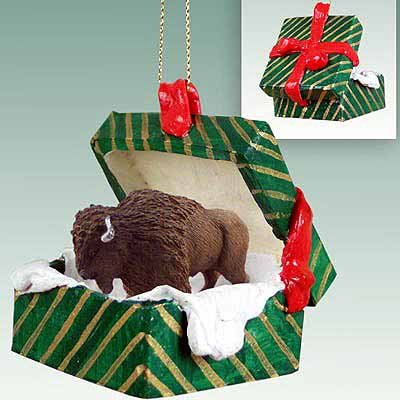 Buffalo Christmas Gift Box Ornament - Handcrafted Holiday Decor for Tree, Home & Festive Party Decorations