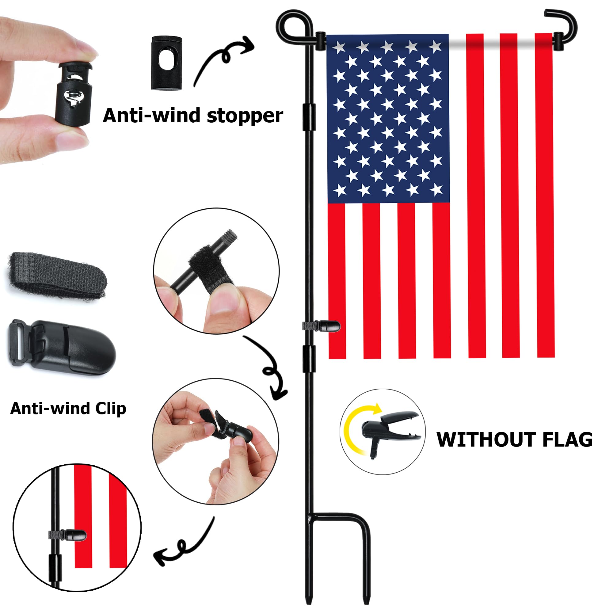 Premium Garden Flag Stands & Holders - Heavy Duty Yard Flag Pole for 12.5