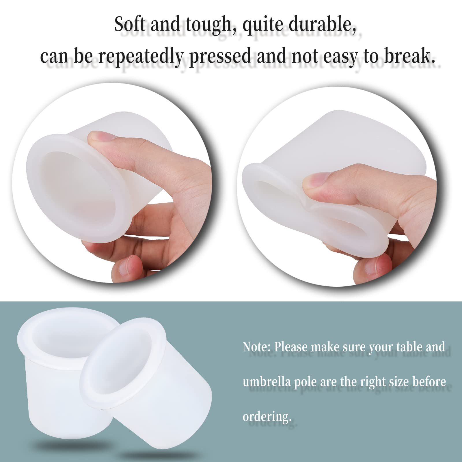 AIEX 2 Pack Silicone Umbrella Hole Rings & Wedge Plug - Soft Patio Table Umbrella Holder for Outdoor Dining, Coffee Shops, Tea Houses, Courtyards (White) - Perfect for Securing Umbrellas in Restaurants, Cafes and Backyard Gatherings