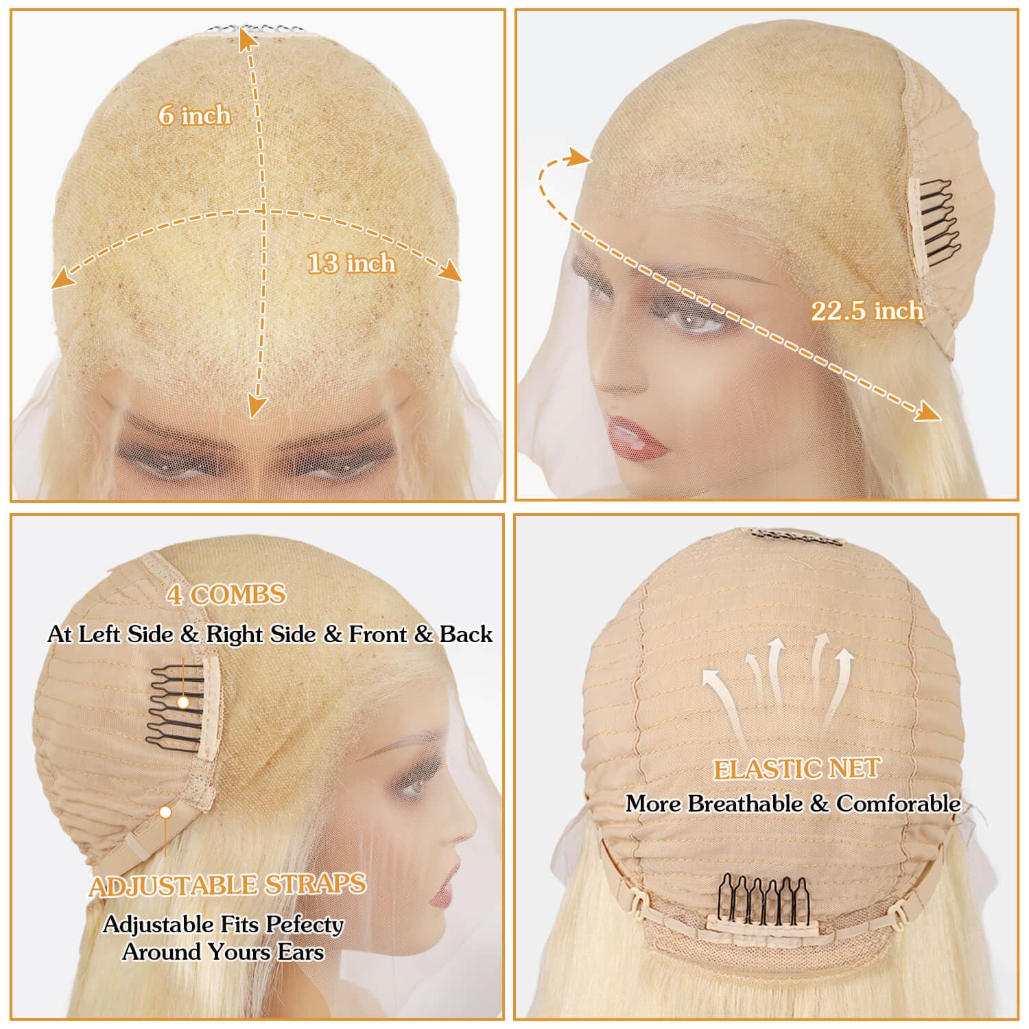 BZN 613 Blonde Lace Front Wig - 13x6 Human Hair Straight Wig 28 Inch 200 Density - Pre Plucked with Baby Hair for Natural Look | Perfect for Daily Wear, Cosplay, and Special Occasions