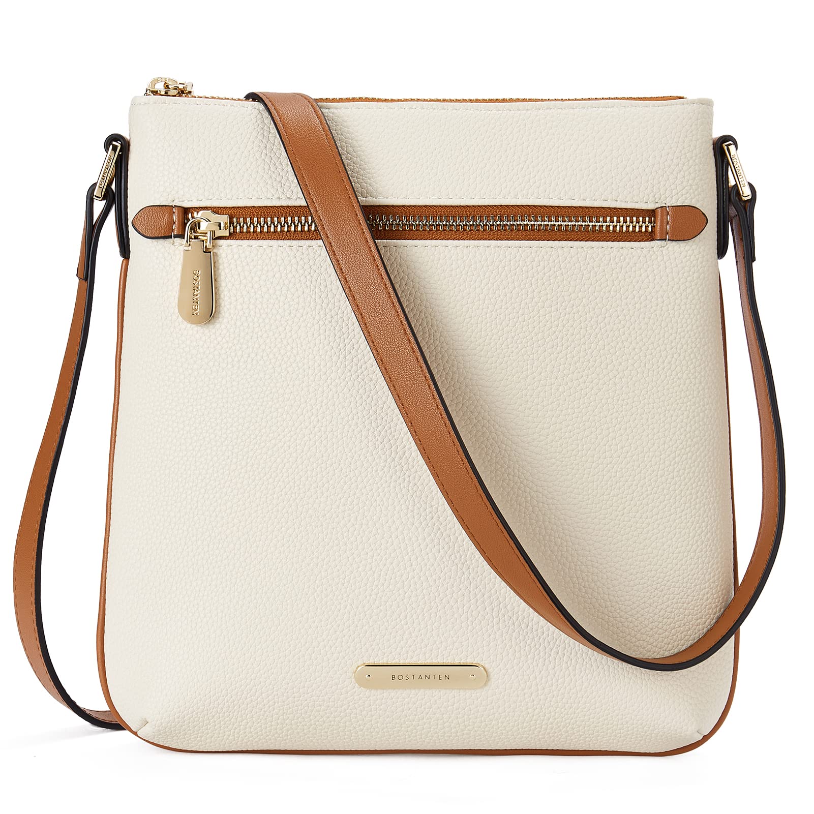 BOSTANTEN Vegan Leather Crossbody Bag for Women - Small to Medium Size with Zipper Closure - Perfect for Everyday Use, Travel & Shopping