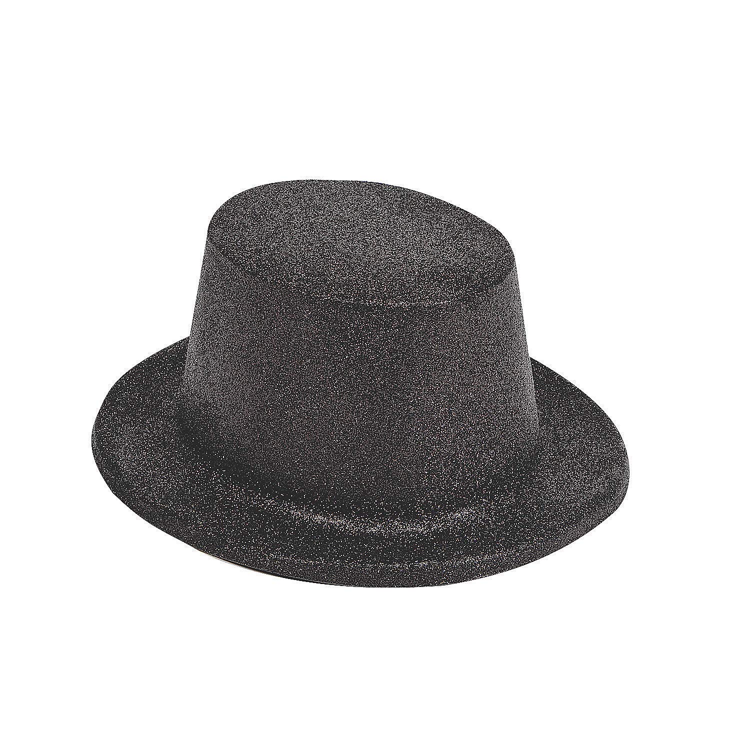 Black Glitter Top Hats for Party - 12 Pack Elegant Party Hats for Men & Women - Perfect for Halloween, Cosplay, Weddings & New Year Celebrations