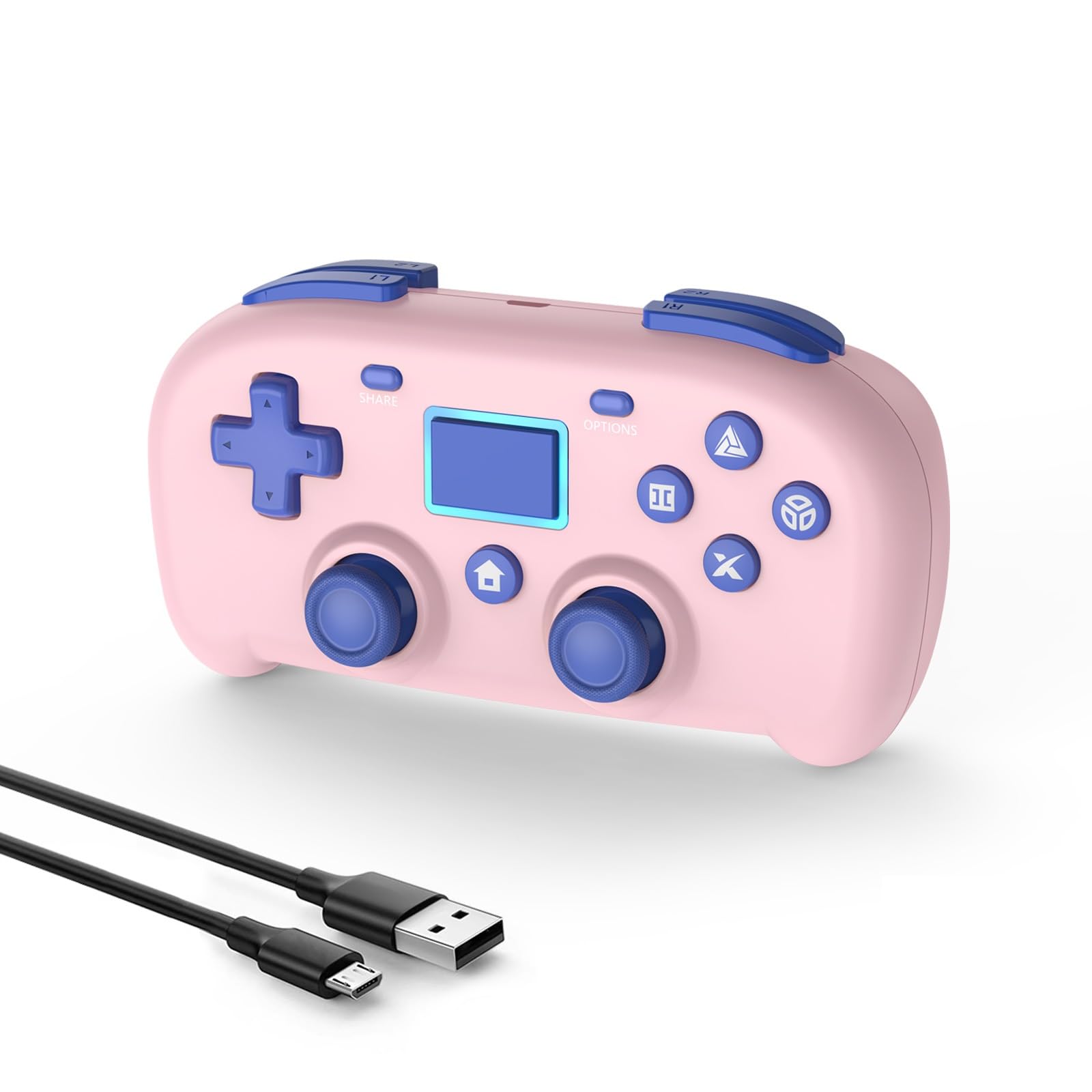 Wireless PS4 Controller, Mini Gamepad Compatible with PlayStation 4 & PC Windows 10/8/7 - Dual Vibration, 6-Axis Motion Sensor, Audio Support (Pink) - Perfect for Gaming, Streaming & Casual Play