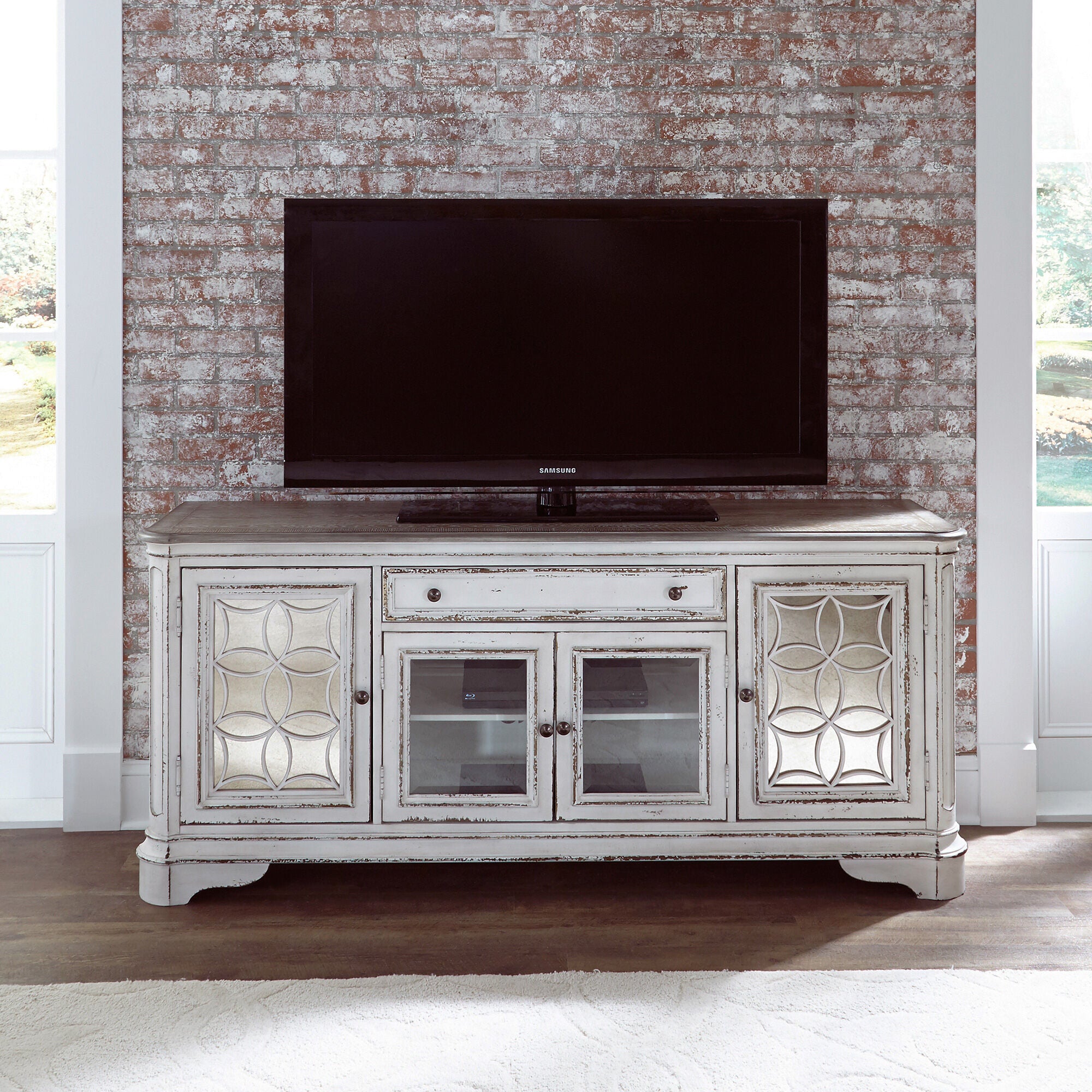 Magnolia Manor TV Stand with Storage - Modern Wood Entertainment Center for Living Room, Bedroom & Home Theater