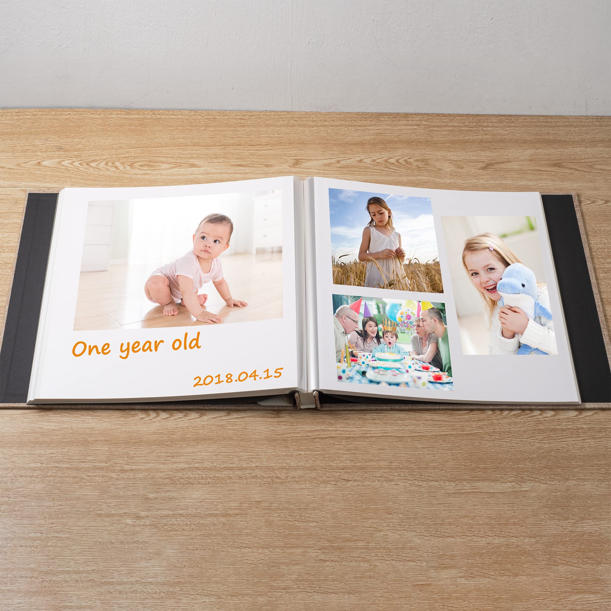 Large Self-Adhesive Scrapbook Photo Album for 4×6 & 8×10 Pictures - DIY Magnetic Linen Cover with 60 Pages, Includes Metal Pen & Plastic Board - Perfect for Family Memories, Wedding Gifts & Creative Scrapbooking Projects