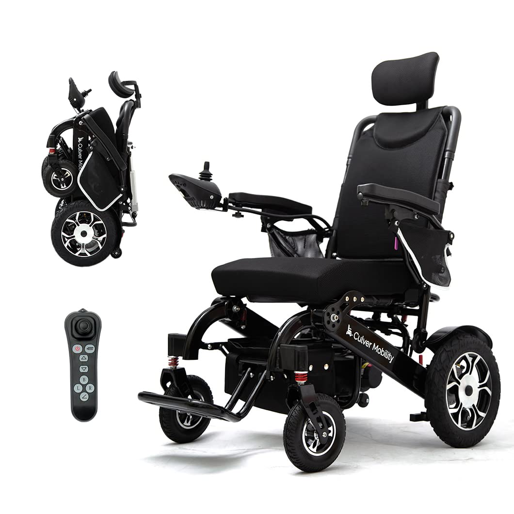 Alton Shawk Heavy Duty All-Terrain Electric Wheelchair for Adults - Foldable, Lightweight Motorized Power Wheelchair & Scooter (Black) - Ideal for Indoor/Outdoor Use, Travel, and Daily Mobility Assistance