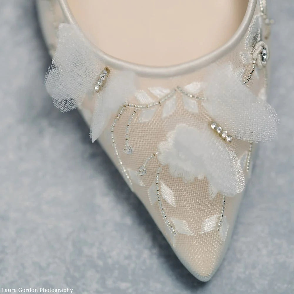 Eve Ivory Butterfly Heels - Elegant Women's High Heel Sandals for Weddings, Parties & Special Occasions | Comfortable & Stylish Dress Shoes
