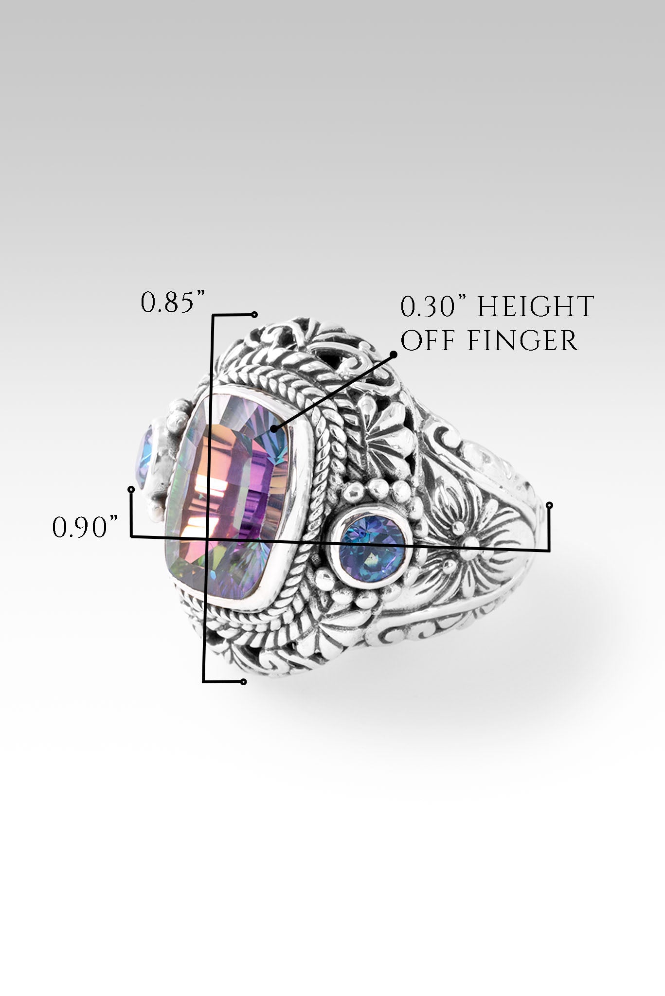 Gleeful Moments Ring™ - Dragon Wings™ Mystic Quartz & Sheer Luck™ Mystic Topaz Jewelry for Women | Elegant Gift for Anniversary, Birthday, Valentine's Day
