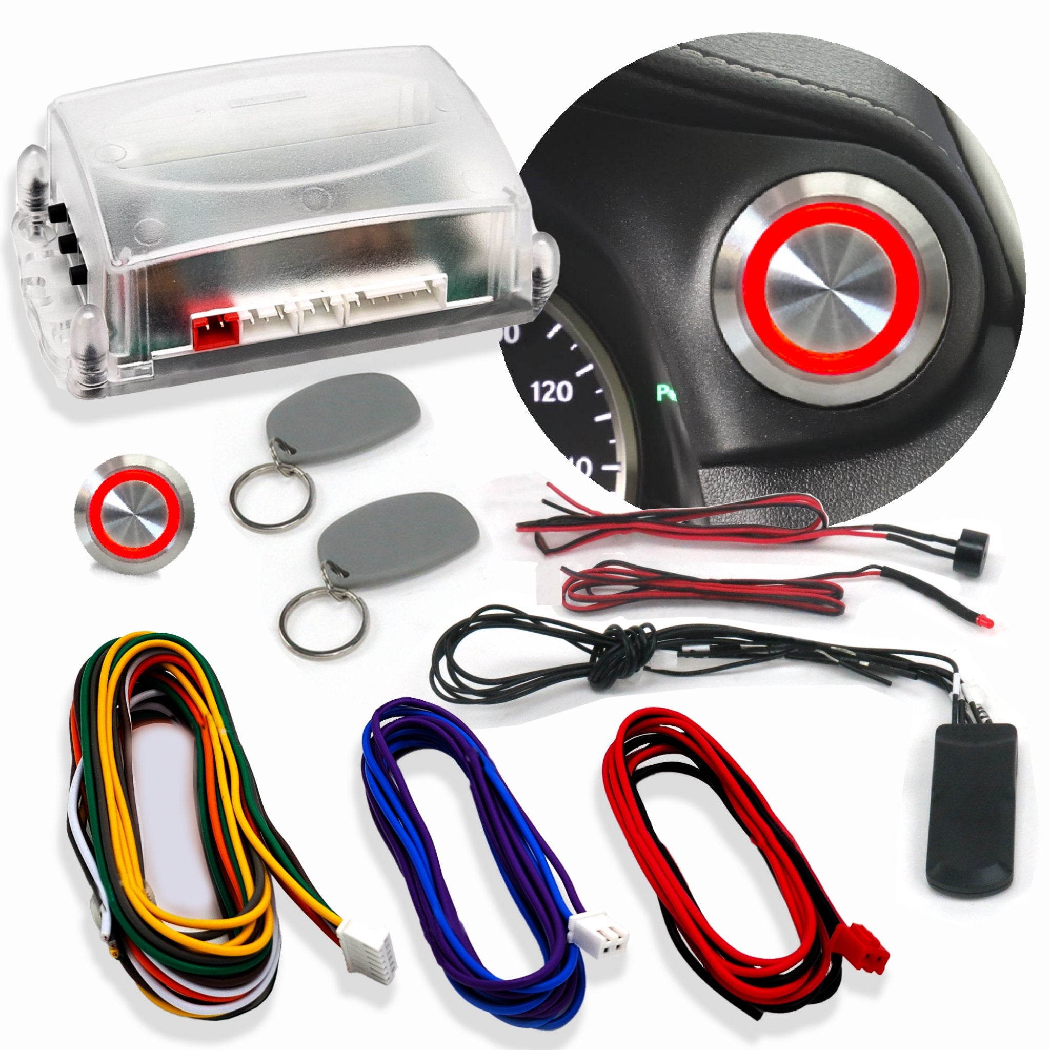1903-1904 Ford Model AC Illuminated Billet Push Button Engine Ignition Start Kit - 12V RFID Security System | Classic Car Restoration & Hot Rod Upgrade Accessory