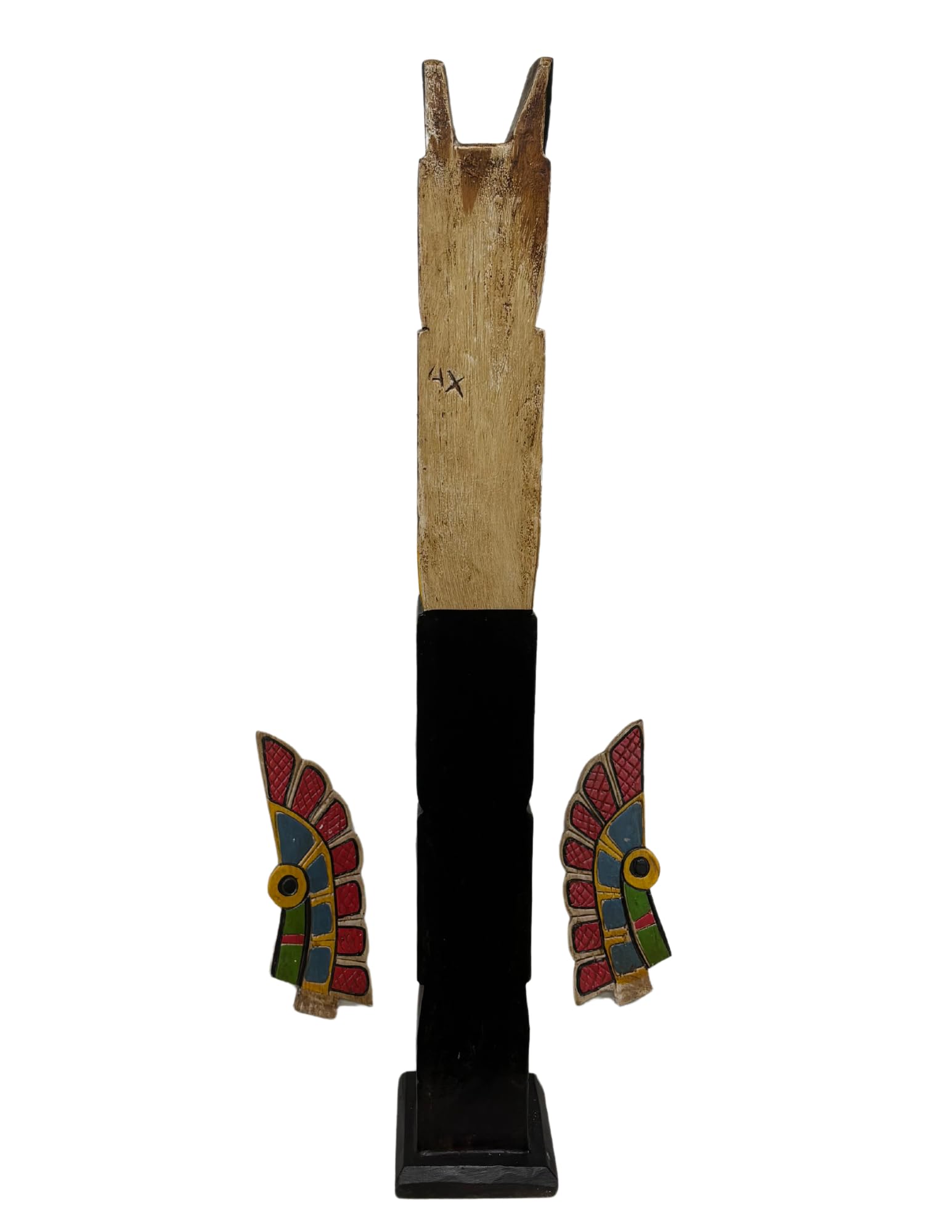 Hand-Carved 3-Foot Tall Northwest Coast Style Wooden Eagle & Fish Totem Pole - Native American Art Decor for Home, Office & Garden
