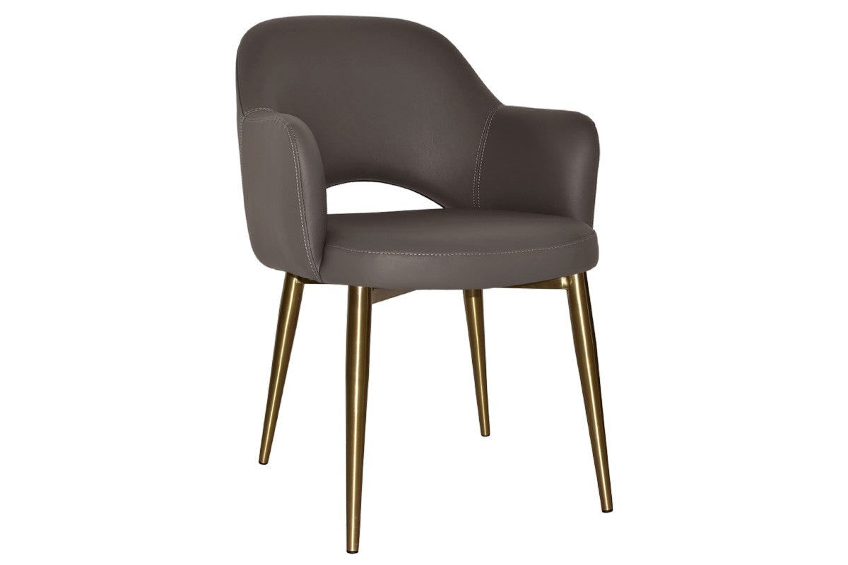 EZ Hospitality Cairo Indoor Armchair with Slim Brass Metal Base - 4 Leg Modern Dining Chair for Living Room, Bedroom, and Office Decor