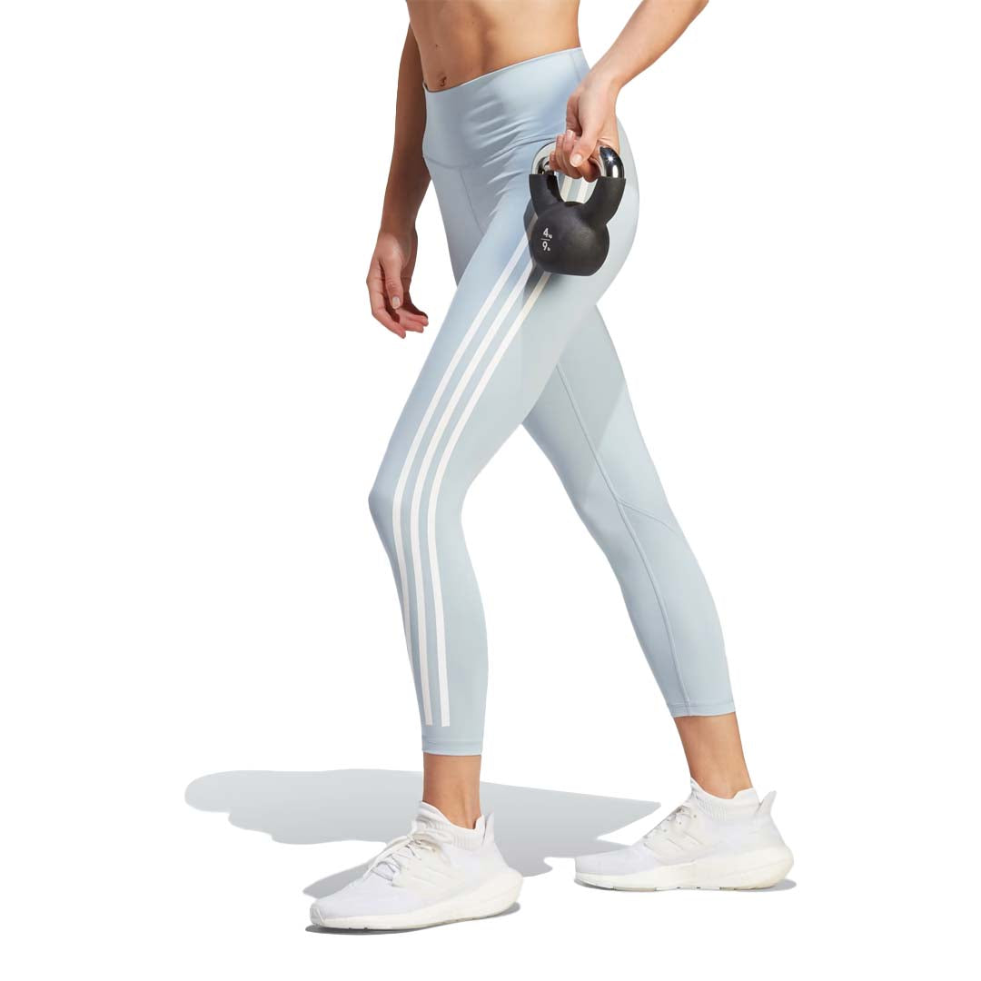 adidas Women's Optime Trainicons 3 Stripes 7/8 Leggings - High Waist Yoga Pants for Running, Workout & Gym - IM4774