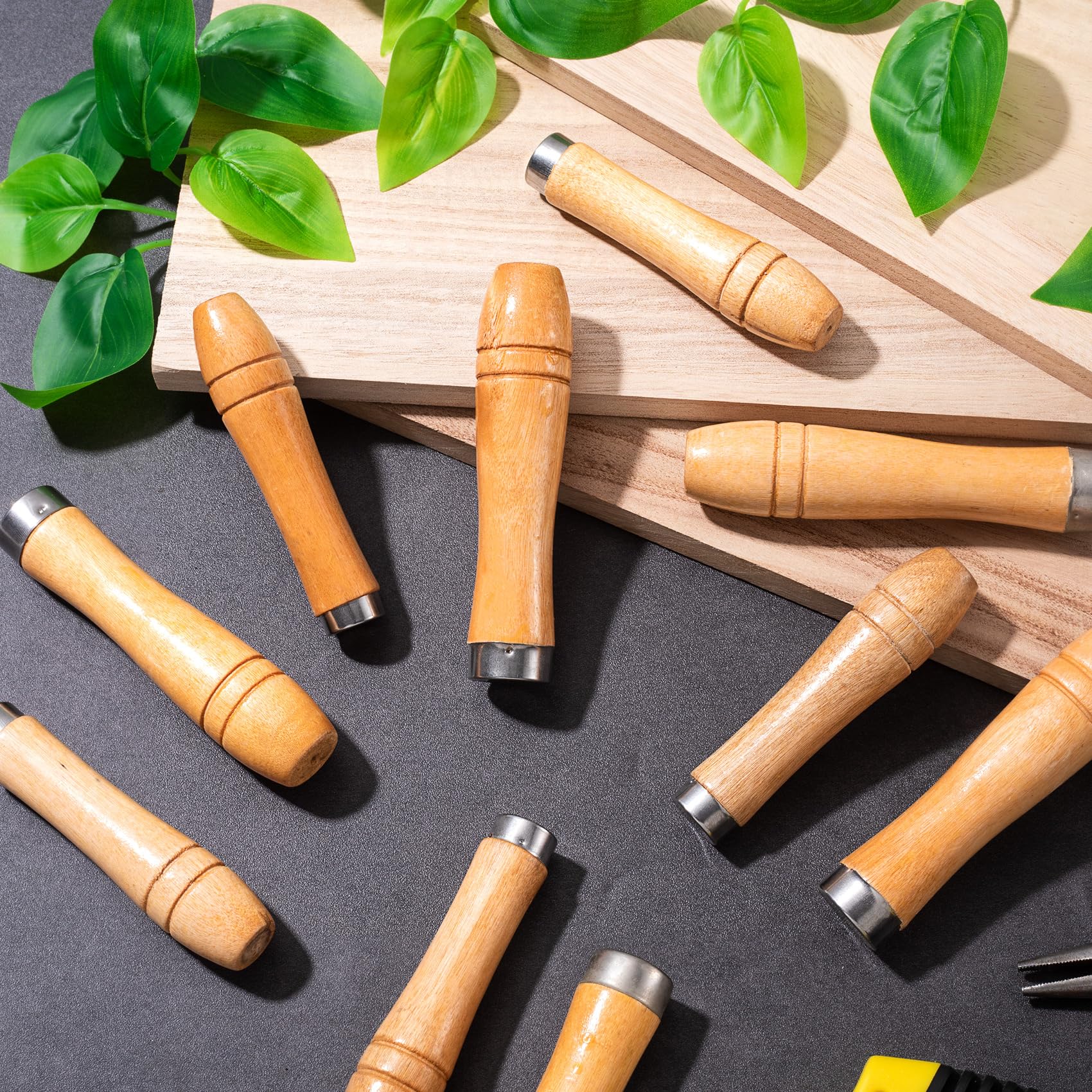 20pcs Wooden File Handles with Metal Collar - Medium (6