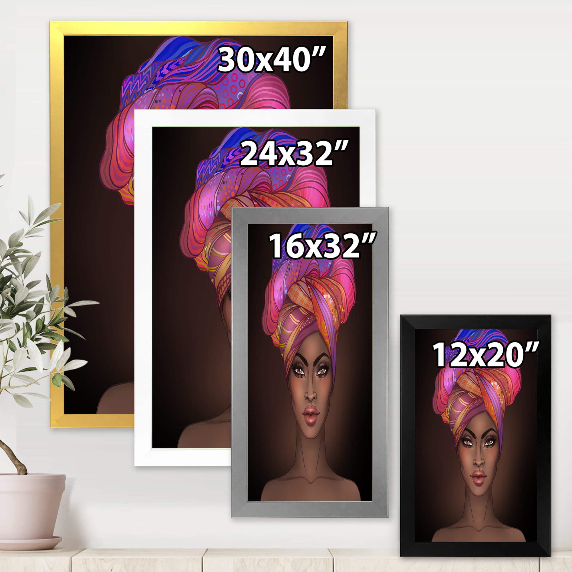African American Woman with Turban Wall Art - Modern Framed Canvas Print for Living Room, Bedroom & Office Decor | Black Culture Home Decoration