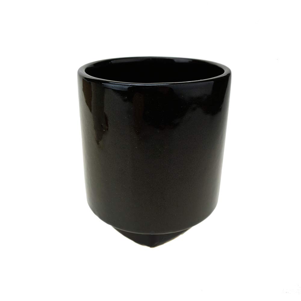 Homeford 5-Inch Black Cylinder Ceramic Pot with Base - Perfect for Succulents, Small Plants & Home Decor