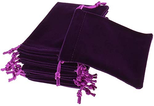 10-Piece Purple Velvet Drawstring Gift Bags (10x12cm) - Elegant Wedding Favors, Party Favor Pouches, Christmas Gift Bags for Jewelry, Candies & Small Keepsakes - Breathable Storage Solution for Events & Travel