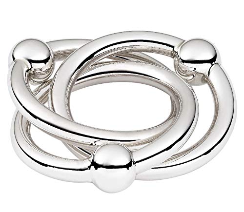 Sterling Silver Baby Rattle - 3-Ring Ball Design, 7.5-Ounce, 2-Inch - Perfect for Newborn Gifts, Christening, and Baby Shower Favors