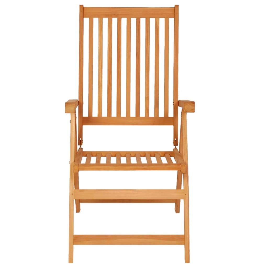 Premium Solid Teak Wood Patio Chairs Set - Adjustable Backrest with Green Cushions, Weather-Resistant & Foldable Outdoor Furniture for Garden, Poolside, and Backyard Relaxation