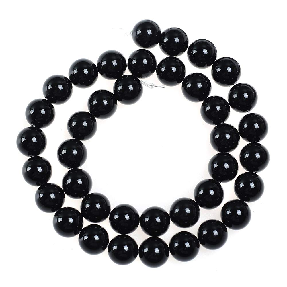 8mm Black Onyx Agate Natural Stone Beads - Round Loose Gemstone Beads for Jewelry Making, DIY Crafts, Healing Crystal Energy Stone (1 Strand 15