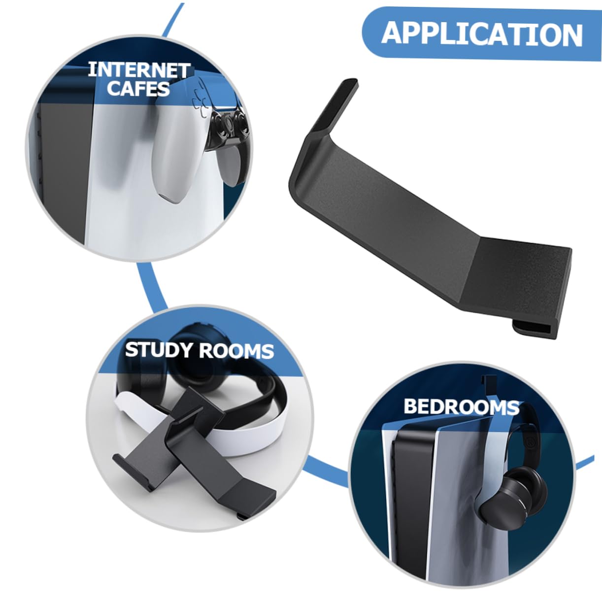 BUGUUYO 3-Piece Wall Mount Headphone Stand Holder - Space-Saving Headset Hanger Rack for Gaming, Office & Home Organization - Easy to Assemble Headphone Storage Solution