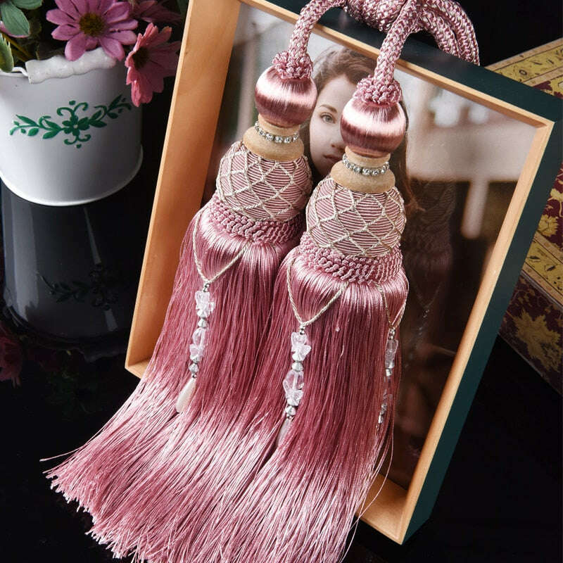 Grace Decorative Tassel Tieback - Elegant Window Curtain Holdbacks for Living Room, Bedroom & Drapes - Gold & Beige Home Decor Accessories (Set of 2)