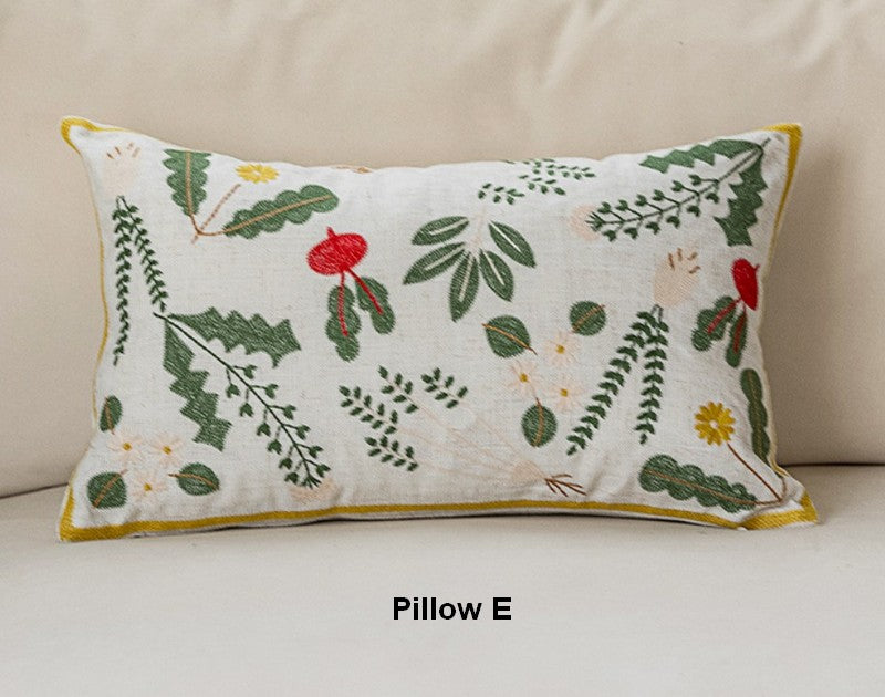 Spring Floral Decorative Throw Pillows for Couch - Farmhouse Style Embroidered Cotton Pillow Covers - Perfect for Sofa, Bed, Living Room & Home Decor