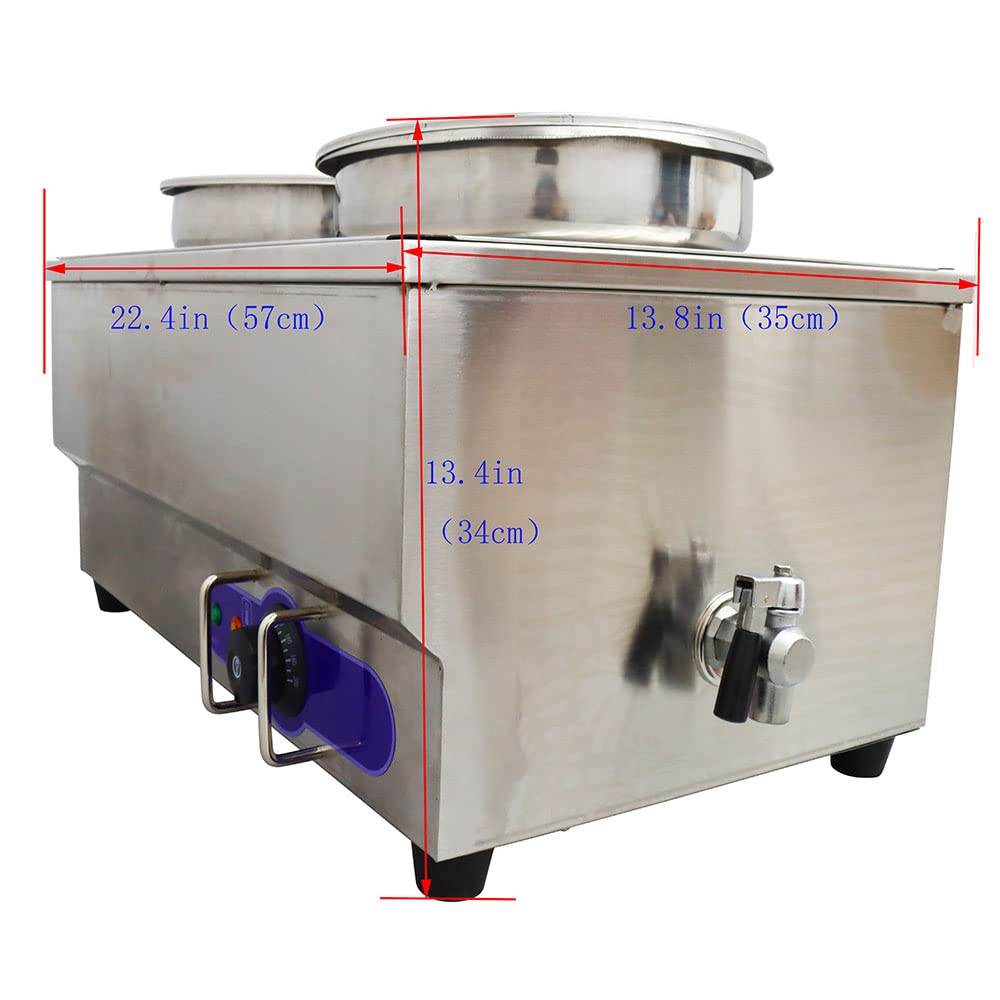 INTBUYING Commercial Stainless Steel 2-Pan Bain Marie Food Warmer | 1500W 110V Buffet Soup Heater with Pots | Ideal for Restaurants, Catering & Canteen Steam Table Service