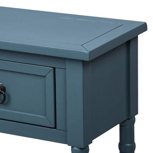 Antique Navy Console Table with Storage - Sofa Table with Drawers and Shelf for Entryway, Living Room | Hallway Furniture, Home Decor, Narrow Side Table for Small Spaces