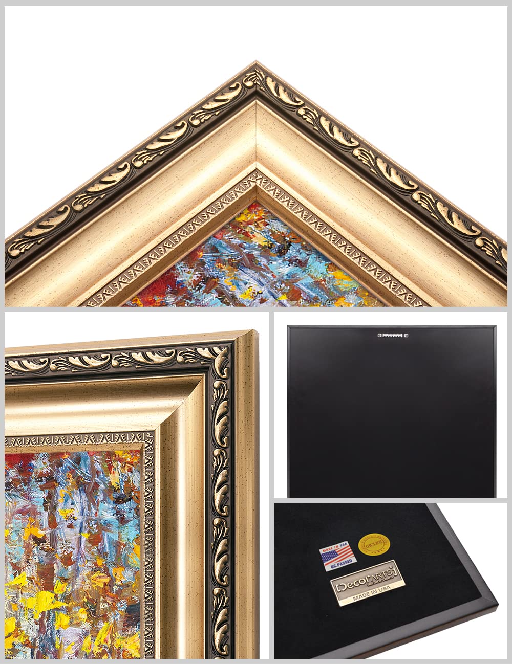 DECORARTS - David Ma's Gathering Birds Abstract Landscape Wall Art - Premium Giclee Print in Classic Golden Frame (22