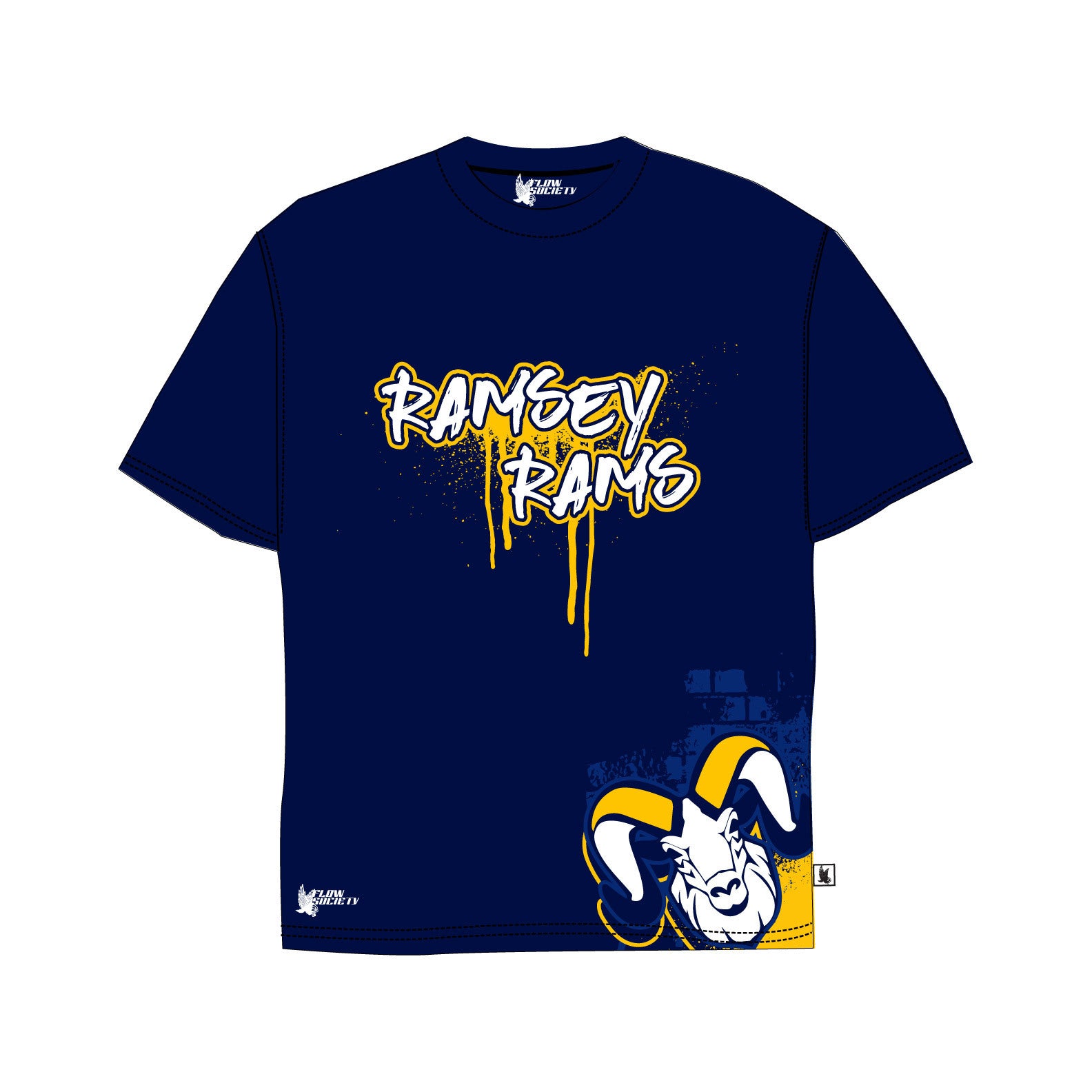 Youth & Adult Ramsey Rams Navy Blue T-Shirt - Comfortable Cotton Tee for School Spirit & Casual Wear