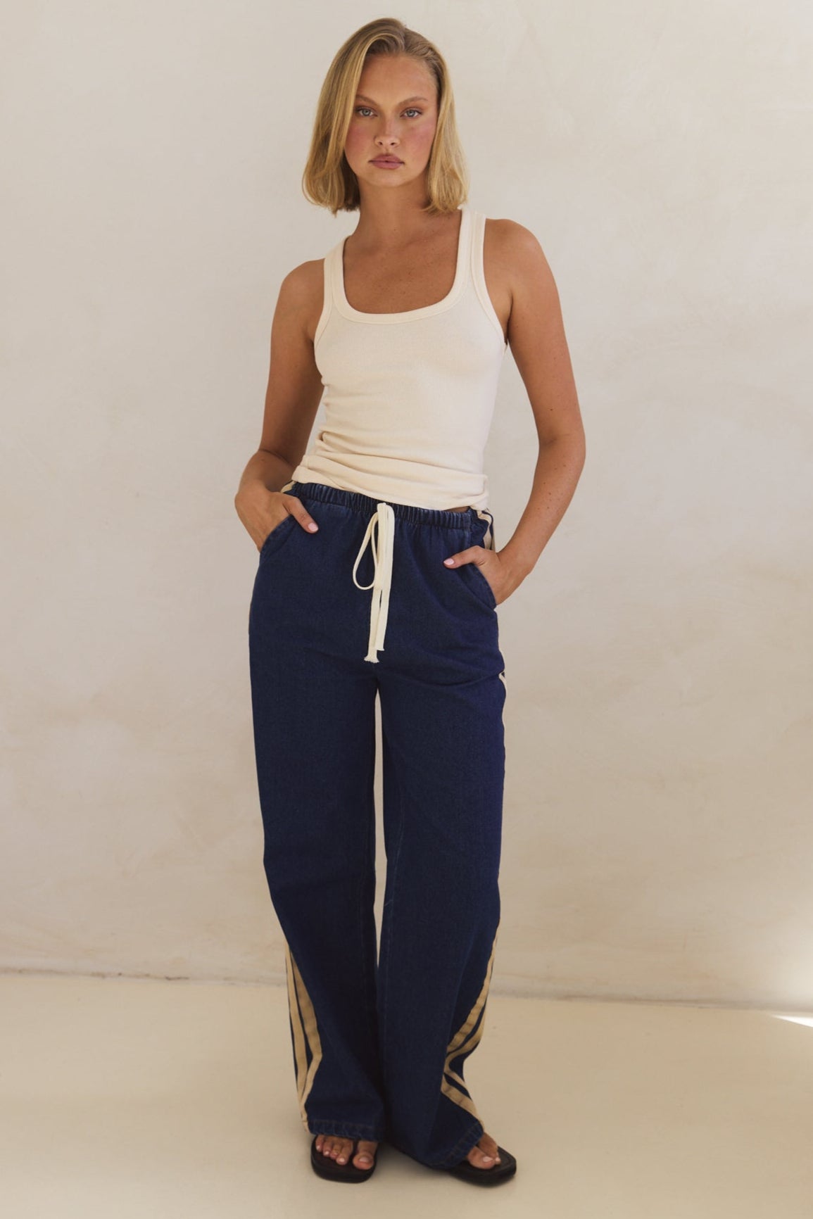 Rosalie Racer Stripe Pants for Women - Blue Athletic Running Yoga Pants - Perfect for Workouts, Gym, and Casual Wear