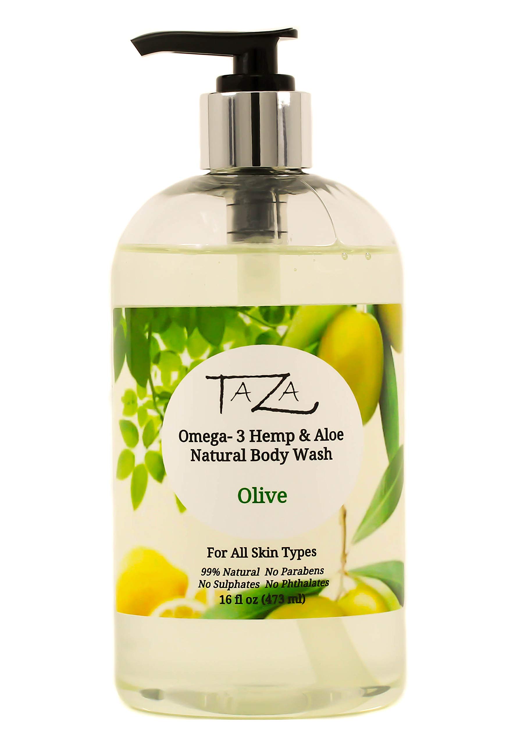 Premium Natural Omega-3 Hemp & Aloe Olive Body Wash for Soft Smooth Skin - 16 fl oz | Infused with Hemp Seed Oil, Aloe Juice, Chamomile & Willow Bark Extract | Hydrating & Soothing for Dry, Sensitive Skin | Perfect for Daily Shower & Spa Relaxation