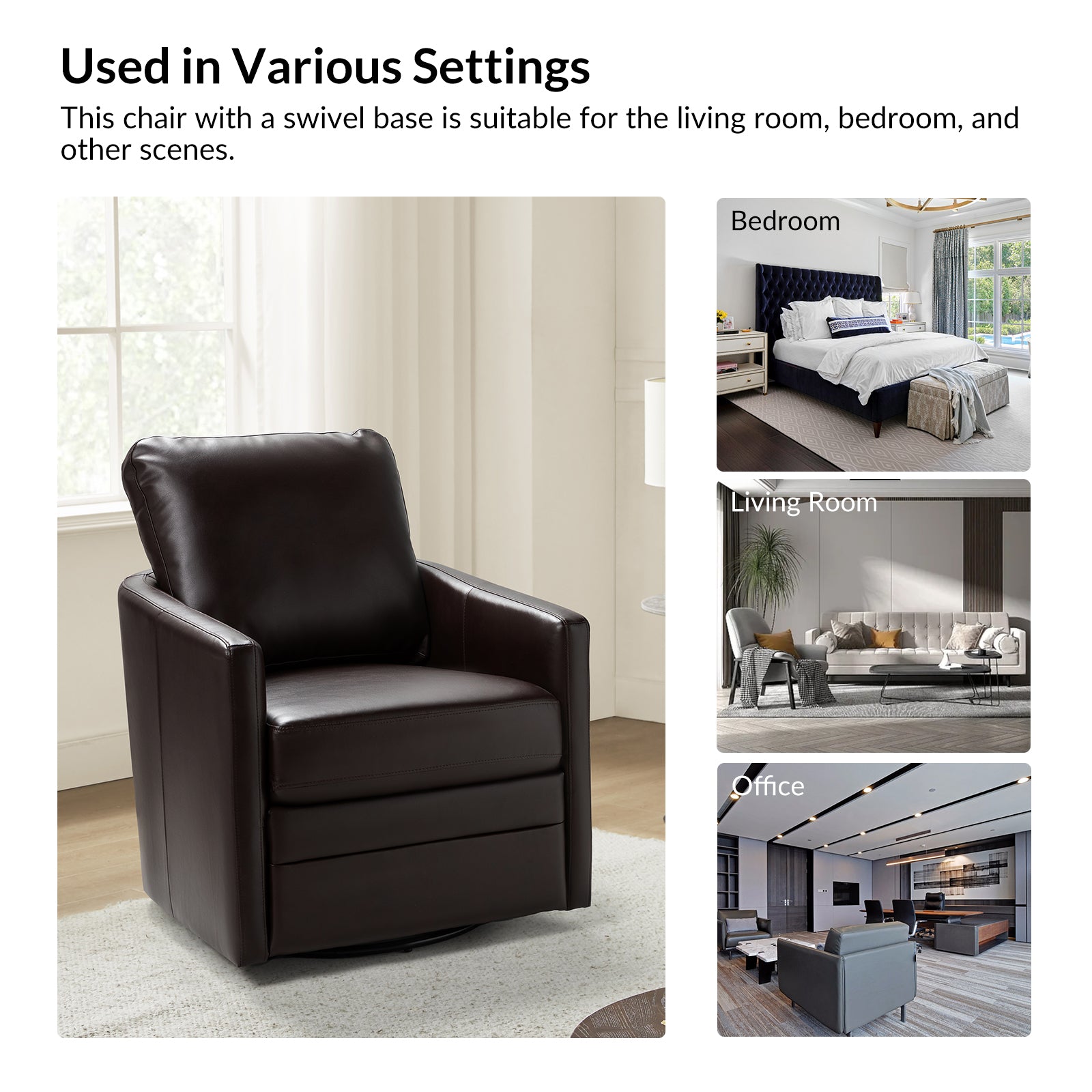 Aurora Swivel Chair - 360 Degree Rotating Modern Office Chair with Ergonomic Design for Home & Workspace Comfort