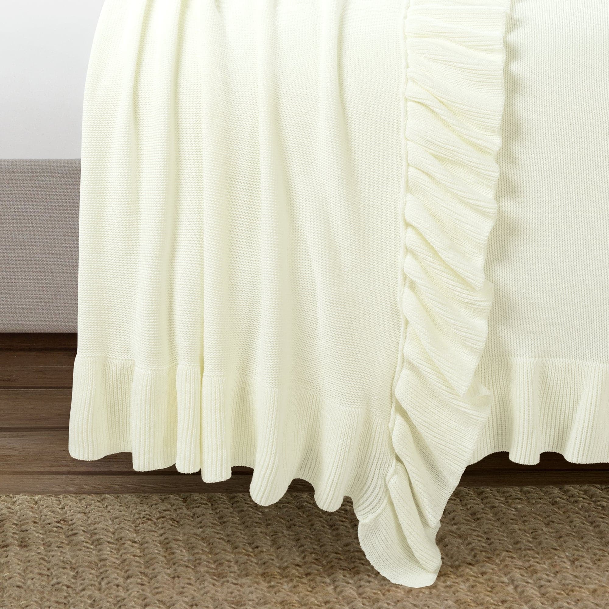 Reyna Soft Knitted Ruffle Blanket - Cozy Throw Coverlet for Bed, Couch & Nursery - Perfect for Gift, Winter Warmth & Home Decor
