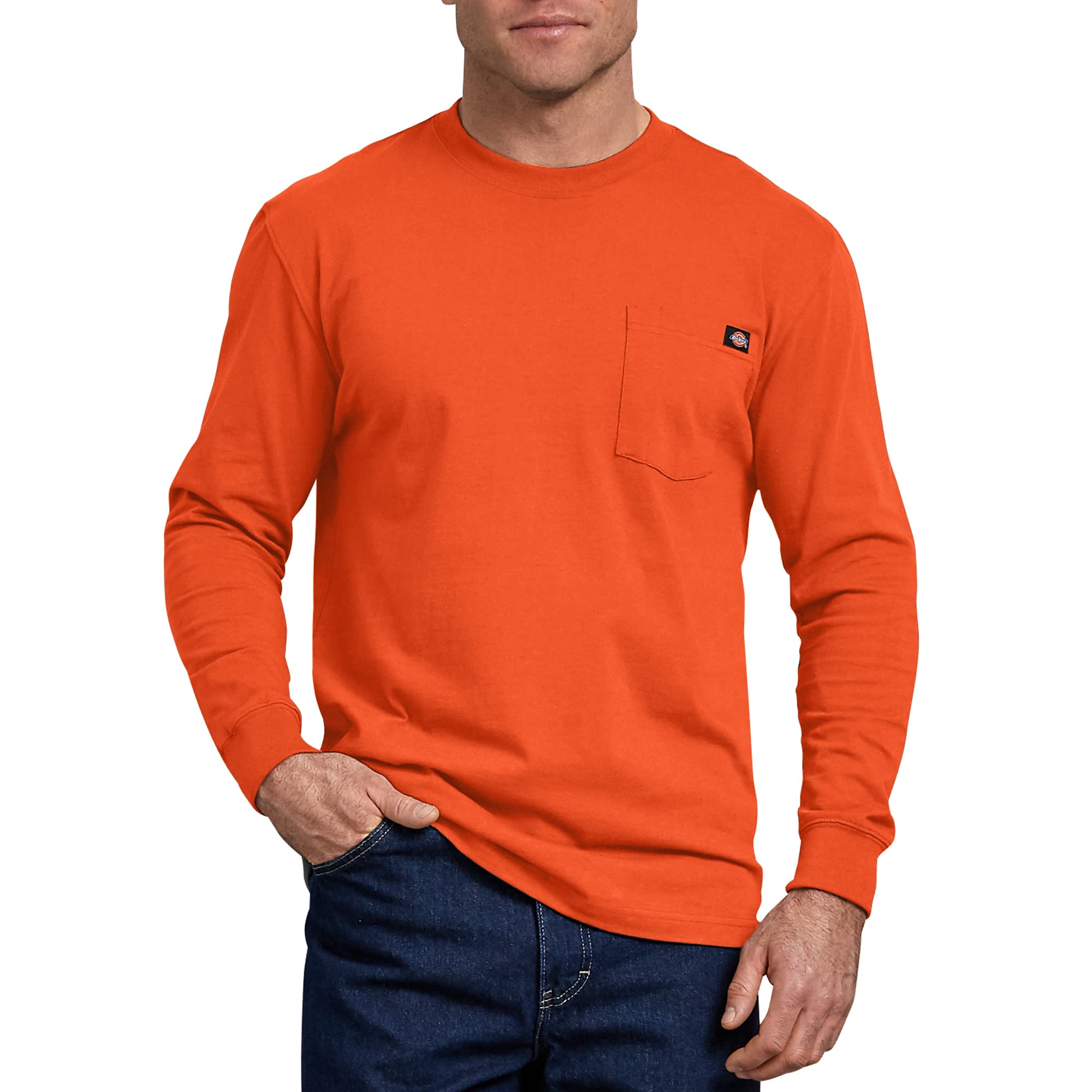 Dickies Big and Tall Men's Long Sleeve Heavyweight Crew Neck Work Shirt - Durable Cotton Workwear for Construction, Landscaping & Outdoor Jobs