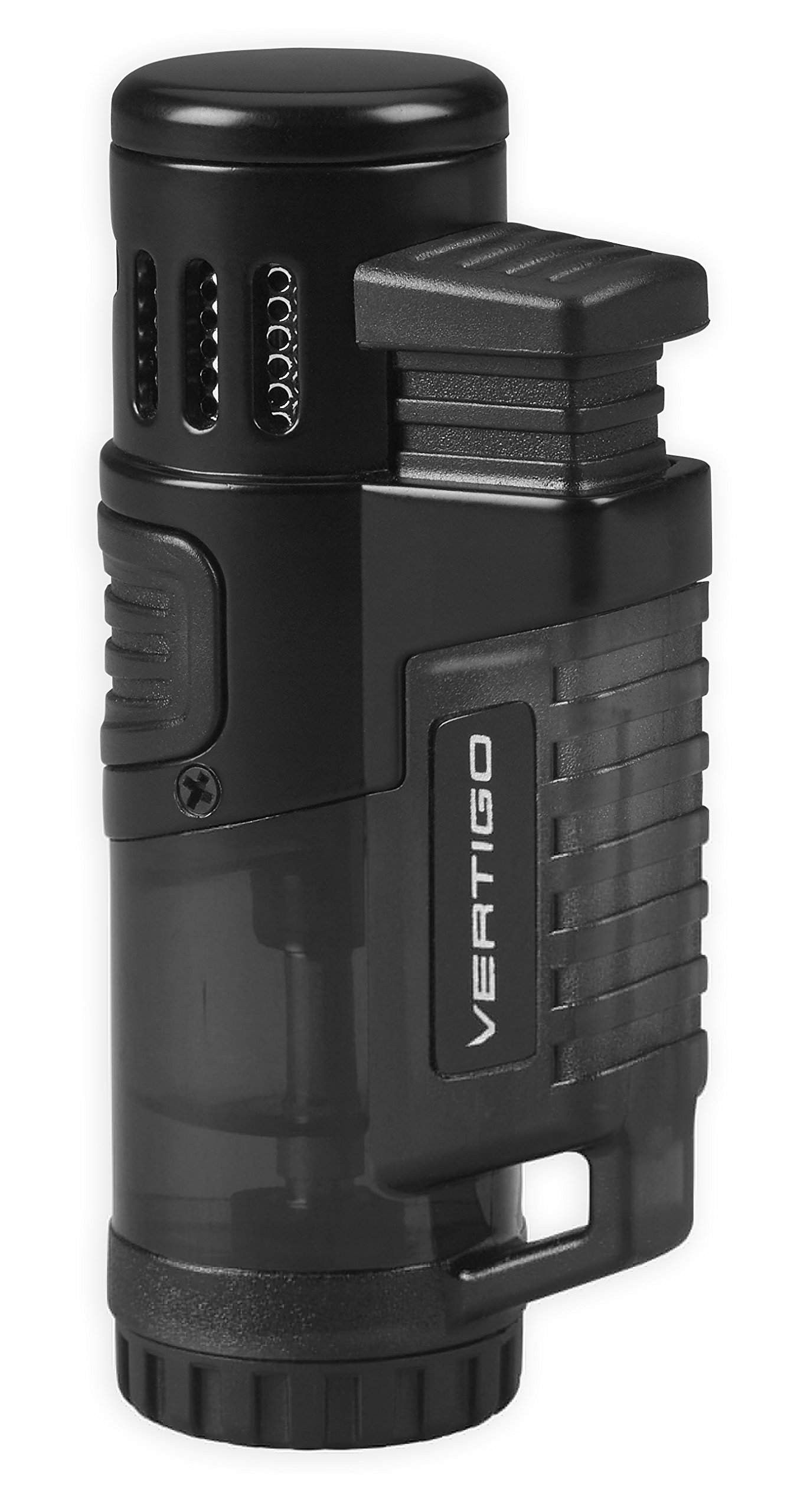 Vertigo Hawk Triple Jet Flame Lighter - Windproof Butane Torch Lighter for Cigars, Candles & Outdoor Use (Charcoal Black) - Perfect for Camping, BBQ & Home Essentials