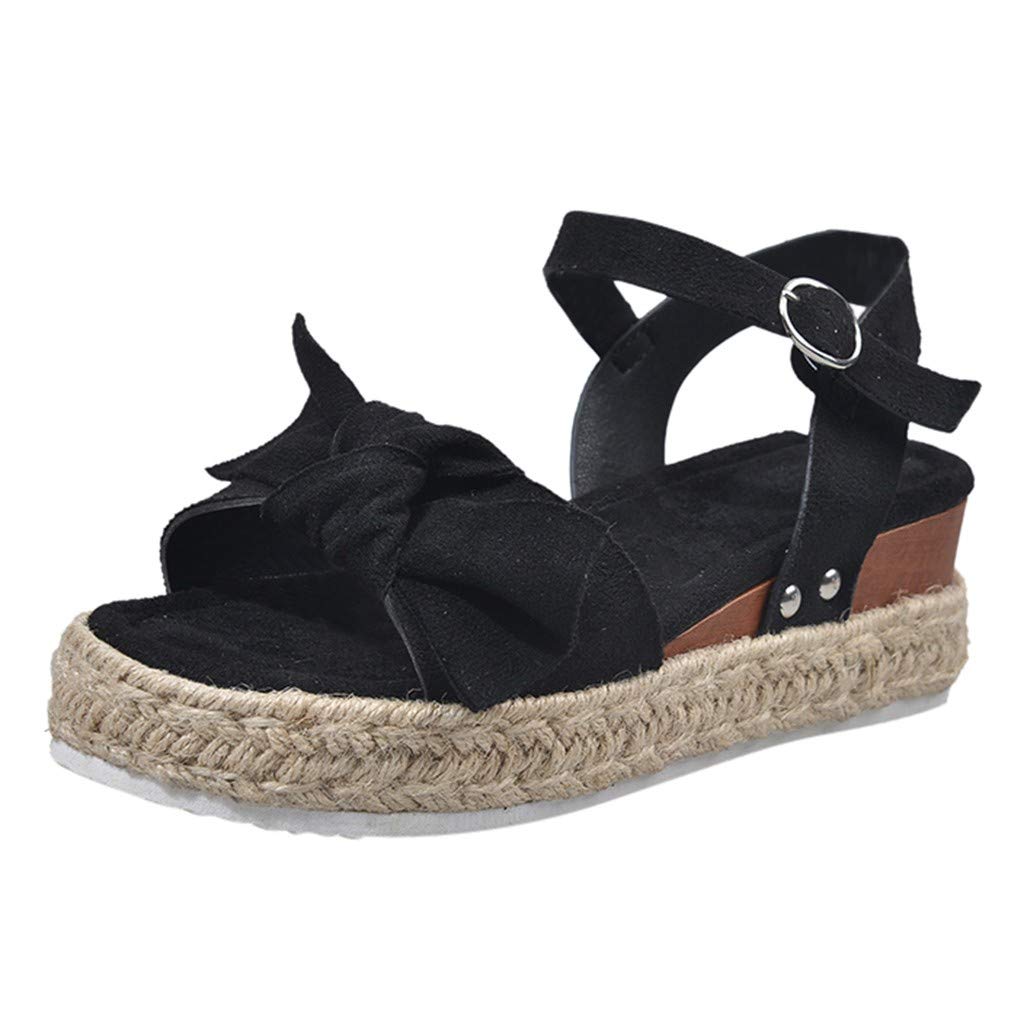 Women's Wide Width Wedge Sandals with Ankle Buckle - 2020 Fashion Summer Beach Open Toe Espadrille Platform Shoes for Casual Outings & Vacation Wear