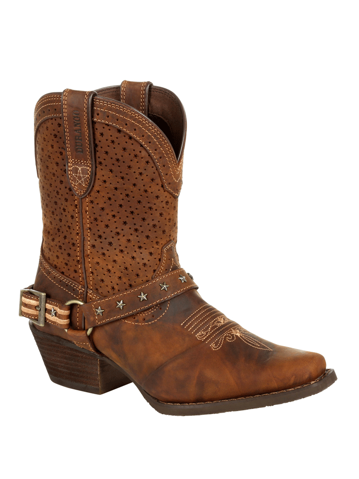 Durango DRD0375 Women's Crush Ventilated Shortie Boots - Bomber Brown - Comfortable & Stylish Western Boots for Riding, Outdoor Adventures & Casual Wear