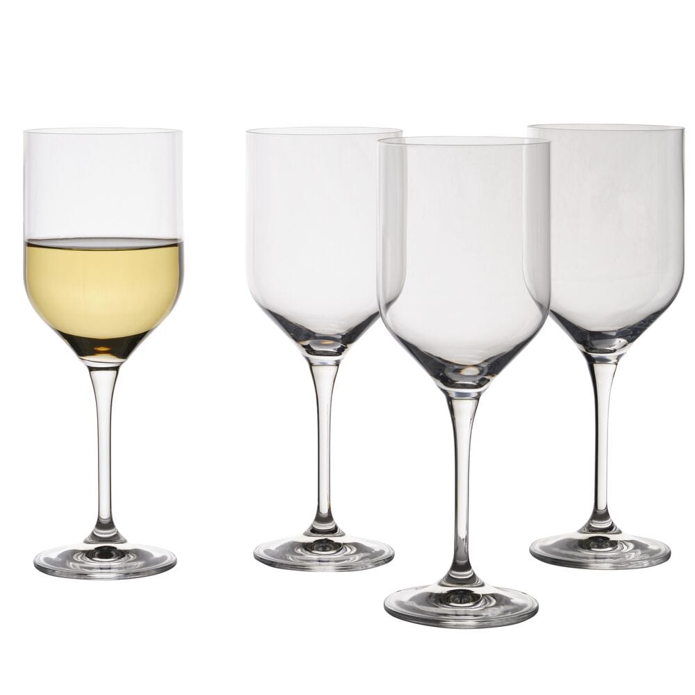 Premium Upton Set of 4 Crystal Clear White Wine Glasses - Elegant Stemware for Chardonnay, Sauvignon Blanc & Dinner Parties